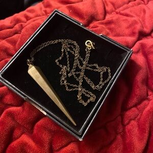 Brass/Antique Gold Stake Pendant Necklace